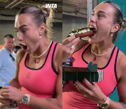 Арјана Сабаленка проба 100 долари вреден хот-дог, нејзината реакција кажува сé (Видео)