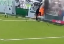 Бивш репрезентативец на Италија гаснеше пожар за време на натпревар (Видео)