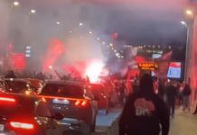 (Видео) „Комити“ вечерва го обоија Скопје во црвено-црно