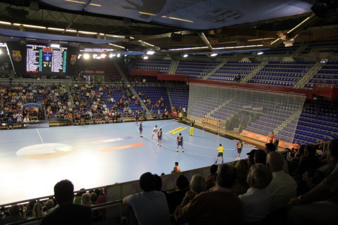 Palau Blaugrana - Barcelona Borges vs H.C. Metalurg Skopje Indoor handball match at Palau Blaugrana - Barcelona Borges vs H.C. Metalurg Skopje