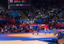 Хајдари со единствената победа во слободен стил на СП во Астана Борба во слободен стил на душек, илустрација