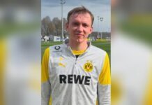 Баер во 80тата минута го врати Дортмунд на врвот на Бундеслигата Максимилијан Баер на тренинг на Борусија Дортмунд